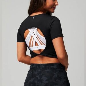 Fabletics Dry-Flex Open Back Twist Short-Sleeve Tee NWT